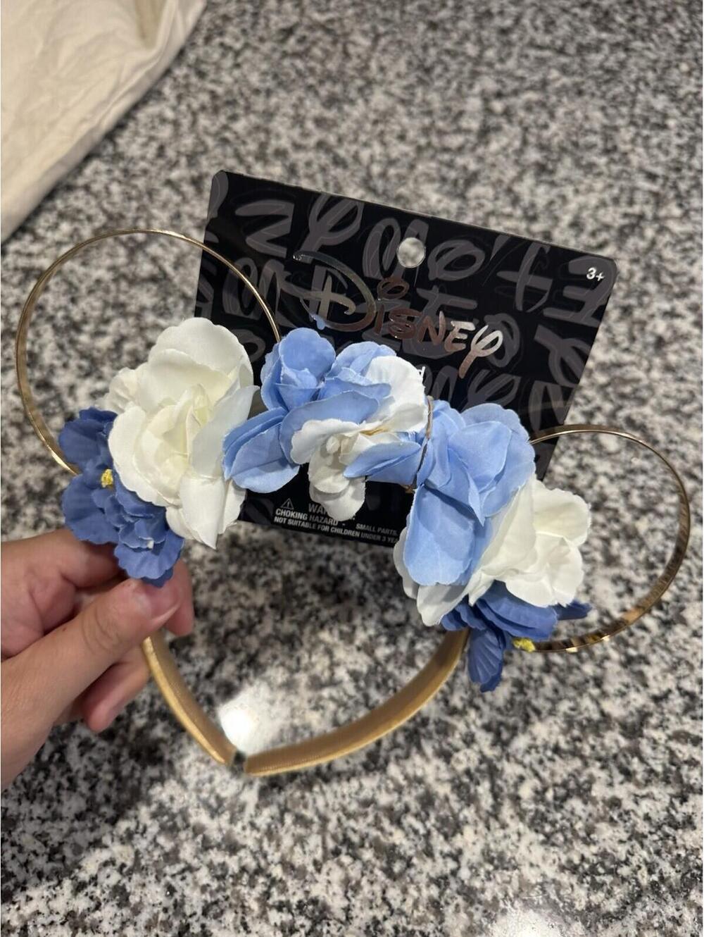 Disney Mickey Mouse Floral Ears Headband (Blue/White/Gold) - Picture 5 of 5